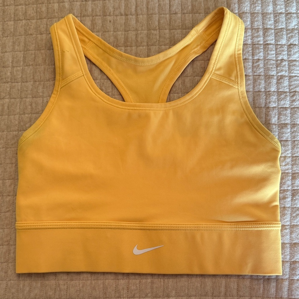 Nike Women's Yellow Sports Bra, size medium